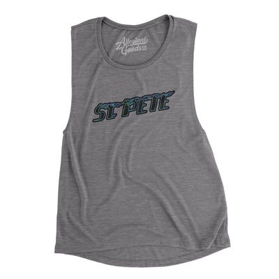 St. Pete Connect Women's Flowey Scoopneck Muscle Tank-Asphalt Slub-Allegiant Goods Co. Vintage Sports Apparel