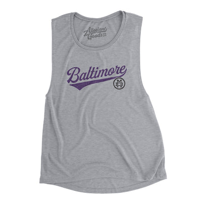 Baltimore Vintage Script Women's Flowey Scoopneck Muscle Tank-Athletic Heather-Allegiant Goods Co. Vintage Sports Apparel