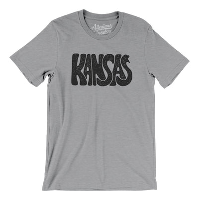 Kansas State Shape Text Men/Unisex T-Shirt-Athletic Heather-Allegiant Goods Co. Vintage Sports Apparel