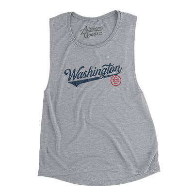 Washington Dc Vintage Script Women's Flowey Scoopneck Muscle Tank-Athletic Heather-Allegiant Goods Co. Vintage Sports Apparel