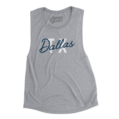 Dallas Tx Overprinted Women's Flowey Scoopneck Muscle Tank-Athletic Heather-Allegiant Goods Co. Vintage Sports Apparel