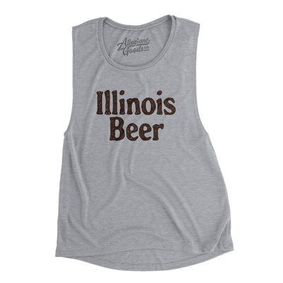 Illinois Beer Women's Flowey Scoopneck Muscle Tank-Athletic Heather-Allegiant Goods Co. Vintage Sports Apparel