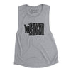 Washington State Shape Text Women's Flowey Scoopneck Muscle Tank-Athletic Heather-Allegiant Goods Co. Vintage Sports Apparel