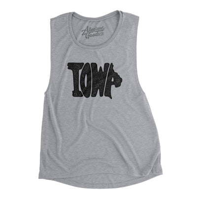 Iowa State Shape Text Women's Flowey Scoopneck Muscle Tank-Athletic Heather-Allegiant Goods Co. Vintage Sports Apparel