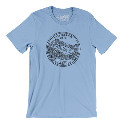 Colorado State Quarter Men/Unisex T-Shirt-Baby Blue-Allegiant Goods Co. Vintage Sports Apparel