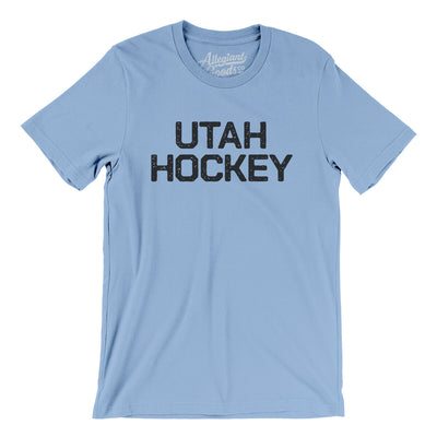 Utah Hockey Men/Unisex T-Shirt-Baby Blue-Allegiant Goods Co. Vintage Sports Apparel