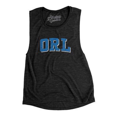 Orl Varsity Women's Flowey Scoopneck Muscle Tank-Black Slub-Allegiant Goods Co. Vintage Sports Apparel