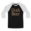 Utah Beer Men/Unisex Raglan 3/4 Sleeve T-Shirt-Black with White-Allegiant Goods Co. Vintage Sports Apparel