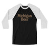 Michigan Beer Men/Unisex Raglan 3/4 Sleeve T-Shirt-Black with White-Allegiant Goods Co. Vintage Sports Apparel