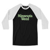 Minnesota Weed Men/Unisex Raglan 3/4 Sleeve T-Shirt-Black with White-Allegiant Goods Co. Vintage Sports Apparel