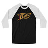 Vegas Pennant Men/Unisex Raglan 3/4 Sleeve T-Shirt-Black with White-Allegiant Goods Co. Vintage Sports Apparel