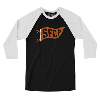 Sfca Pennant Men/Unisex Raglan 3/4 Sleeve T-Shirt-Black with White-Allegiant Goods Co. Vintage Sports Apparel