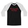 Portland's Number 1 Fan Men/Unisex Raglan 3/4 Sleeve T-Shirt-Black with White-Allegiant Goods Co. Vintage Sports Apparel