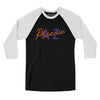 Phoenix Az Overprinted Men/Unisex Raglan 3/4 Sleeve T-Shirt-Black with White-Allegiant Goods Co. Vintage Sports Apparel