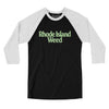 Rhode Island Weed Men/Unisex Raglan 3/4 Sleeve T-Shirt-Black with White-Allegiant Goods Co. Vintage Sports Apparel