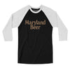 Maryland Beer Men/Unisex Raglan 3/4 Sleeve T-Shirt-Black with White-Allegiant Goods Co. Vintage Sports Apparel