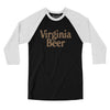 Virginia Beer Men/Unisex Raglan 3/4 Sleeve T-Shirt-Black with White-Allegiant Goods Co. Vintage Sports Apparel