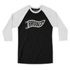 Brooklyn Pennant Men/Unisex Raglan 3/4 Sleeve T-Shirt-Black with White-Allegiant Goods Co. Vintage Sports Apparel