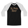 St. Pete Beer Men/Unisex Raglan 3/4 Sleeve T-Shirt-Black with White-Allegiant Goods Co. Vintage Sports Apparel