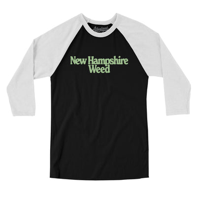 New Hampshire Weed Men/Unisex Raglan 3/4 Sleeve T-Shirt-Black with White-Allegiant Goods Co. Vintage Sports Apparel