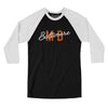 Baltimore Md Overprinted Men/Unisex Raglan 3/4 Sleeve T-Shirt-Black with White-Allegiant Goods Co. Vintage Sports Apparel