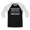 Chicago Repeat Men/Unisex Raglan 3/4 Sleeve T-Shirt-Black with White-Allegiant Goods Co. Vintage Sports Apparel