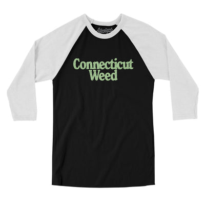 Connecticut Weed Men/Unisex Raglan 3/4 Sleeve T-Shirt-Black with White-Allegiant Goods Co. Vintage Sports Apparel