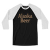 Alaska Beer Men/Unisex Raglan 3/4 Sleeve T-Shirt-Black with White-Allegiant Goods Co. Vintage Sports Apparel