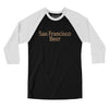 San Francisco Beer Men/Unisex Raglan 3/4 Sleeve T-Shirt-Black with White-Allegiant Goods Co. Vintage Sports Apparel