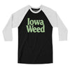 Iowa Weed Men/Unisex Raglan 3/4 Sleeve T-Shirt-Black with White-Allegiant Goods Co. Vintage Sports Apparel