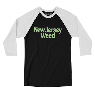 New Jersey Weed Men/Unisex Raglan 3/4 Sleeve T-Shirt-Black with White-Allegiant Goods Co. Vintage Sports Apparel