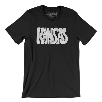 Kansas State Shape Text Men/Unisex T-Shirt-Black-Allegiant Goods Co. Vintage Sports Apparel