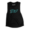 San Jose Pennant Women's Flowey Scoopneck Muscle Tank-Black-Allegiant Goods Co. Vintage Sports Apparel