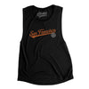 San Francisco Vintage Script Women's Flowey Scoopneck Muscle Tank-Black-Allegiant Goods Co. Vintage Sports Apparel