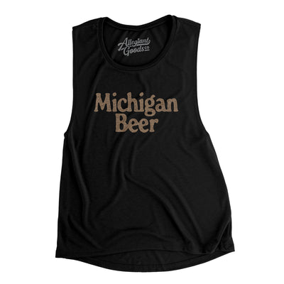 Michigan Beer Women's Flowey Scoopneck Muscle Tank-Black-Allegiant Goods Co. Vintage Sports Apparel