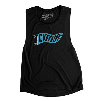 Carolina Pennant Women's Flowey Scoopneck Muscle Tank-Black-Allegiant Goods Co. Vintage Sports Apparel