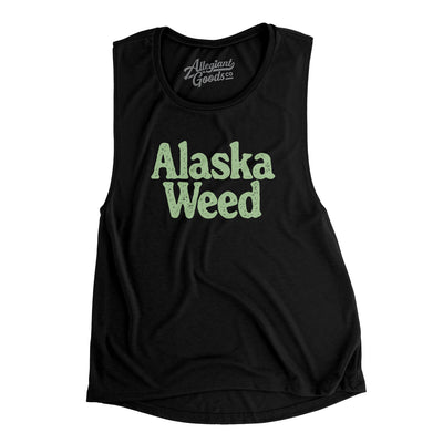 Alaska Weed Women's Flowey Scoopneck Muscle Tank-Black-Allegiant Goods Co. Vintage Sports Apparel