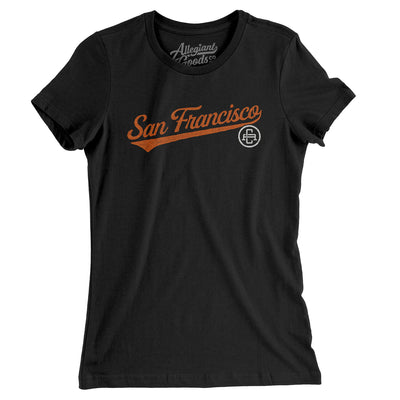 San Francisco Vintage Script Women's T-Shirt-Black-Allegiant Goods Co. Vintage Sports Apparel