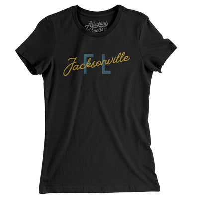 Jacksonville Fl Overprinted Women's T-Shirt-Black-Allegiant Goods Co. Vintage Sports Apparel