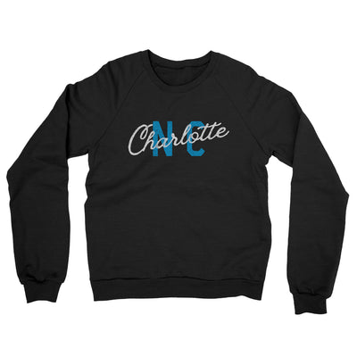 Charlotte Nc Overprinted Midweight French Terry Crewneck Sweatshirt-Black-Allegiant Goods Co. Vintage Sports Apparel