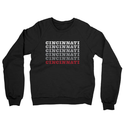 Cincinnati Repeat Midweight French Terry Crewneck Sweatshirt-Black-Allegiant Goods Co. Vintage Sports Apparel