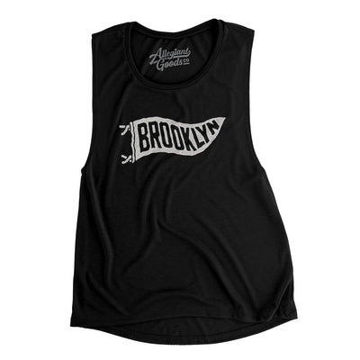 Brooklyn Pennant Women's Flowey Scoopneck Muscle Tank-Black-Allegiant Goods Co. Vintage Sports Apparel