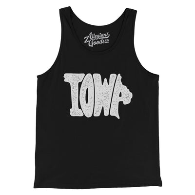 Iowa State Shape Text Men/Unisex Tank Top-Black-Allegiant Goods Co. Vintage Sports Apparel