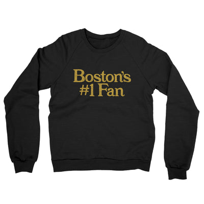 Boston's Number 1 Fan Midweight French Terry Crewneck Sweatshirt-Black-Allegiant Goods Co. Vintage Sports Apparel