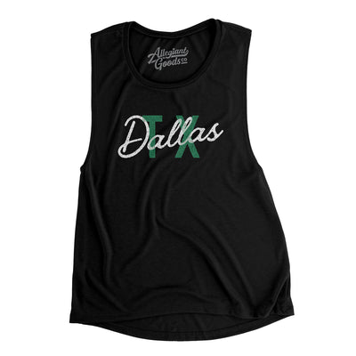 Dallas Tx Overprinted Women's Flowey Scoopneck Muscle Tank-Black-Allegiant Goods Co. Vintage Sports Apparel