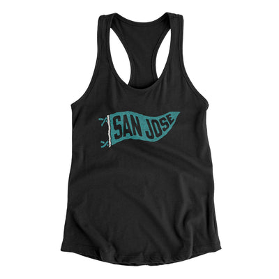 San Jose Pennant Women's Racerback Tank-Black-Allegiant Goods Co. Vintage Sports Apparel