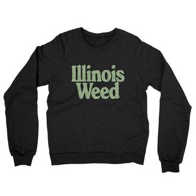 Illinois Weed Midweight French Terry Crewneck Sweatshirt-Black-Allegiant Goods Co. Vintage Sports Apparel