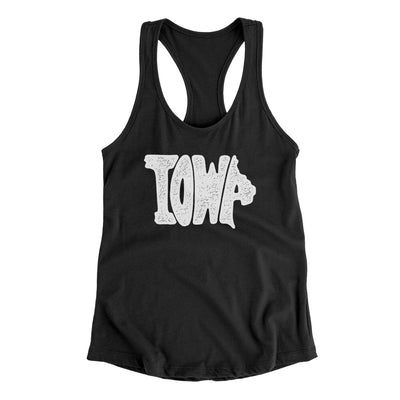 Iowa State Shape Text Women's Racerback Tank-Black-Allegiant Goods Co. Vintage Sports Apparel