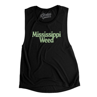 Mississippi Weed Women's Flowey Scoopneck Muscle Tank-Black-Allegiant Goods Co. Vintage Sports Apparel