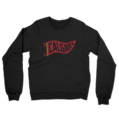 Calgary Pennant Midweight French Terry Crewneck Sweatshirt-Black-Allegiant Goods Co. Vintage Sports Apparel